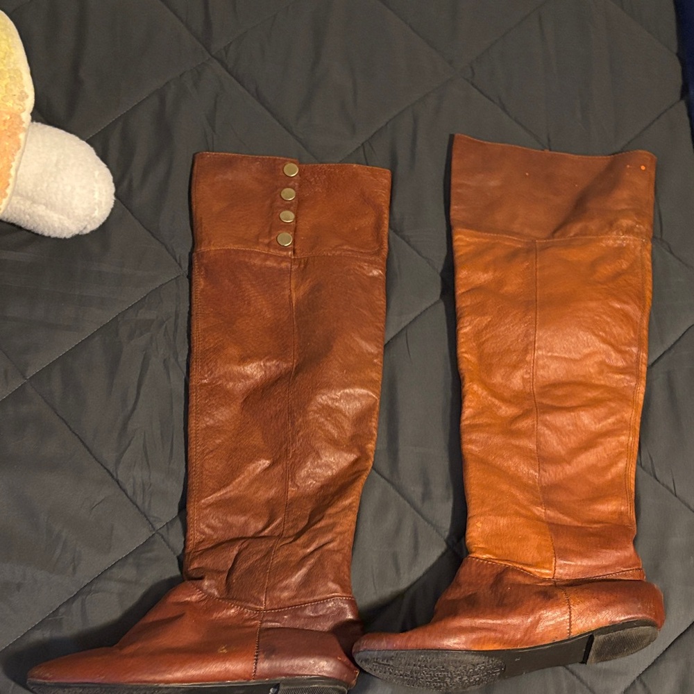 Brown Leather Knee-High Boots